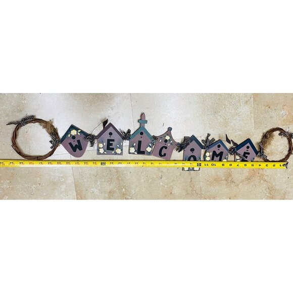 Wooden "Welcome" Birdhouse Garland With Floral & Bow Accents36 " - Picture 5 of 5